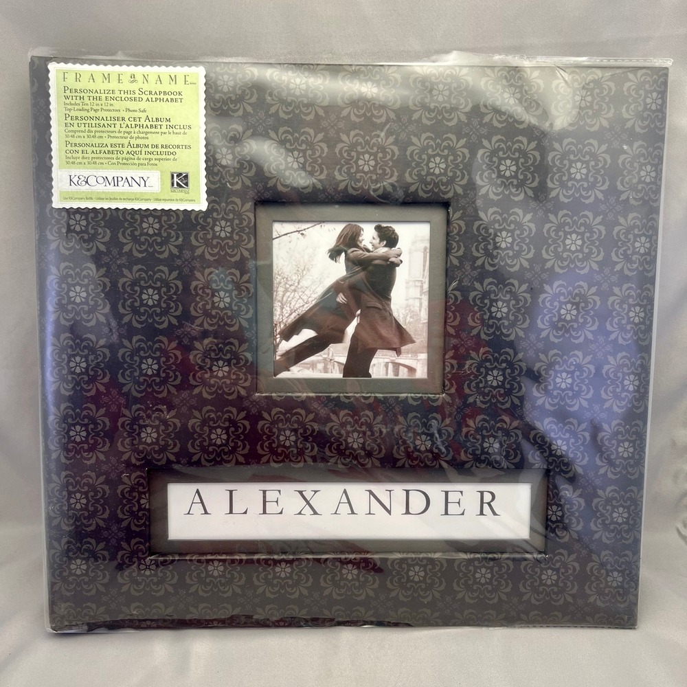 K&Company Alexander FAN Scrapbook 12x12 Dark Gray New Personalized Damask Album